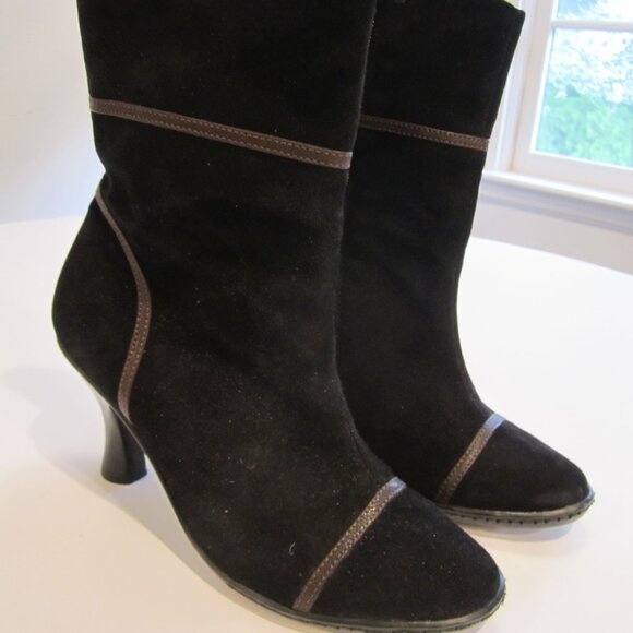 EU38.5 US7.5 M/W BOLO BORN CROWN super sexy BLACK suede HIGH HEEL ankle BOOTS - Picture 2 of 12